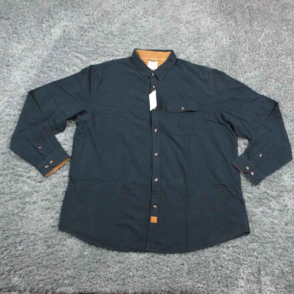 Dubinik Shirt Mens 3XLT Blue Flannel Button-Up Relaxed Fit Long Sleeve NWT